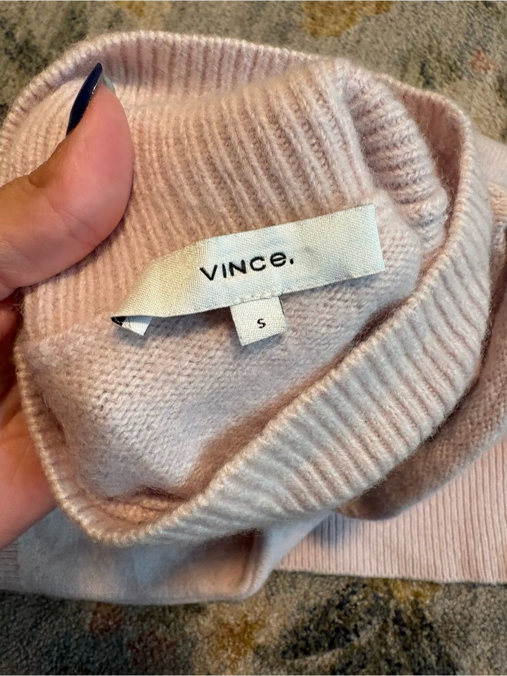Vince Asymmetric Wool and Cashmere Blend Sweater Small Pink - Picture 6 of 6